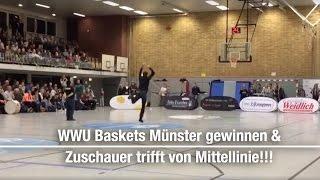 Fan trifft von Mittellinie! WWU Baskets Münster - Basketball