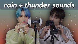 kpop idols doing asmr [rain + thunder sounds]