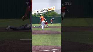  Cooper Strawn with the quick pick & Sawyer Farr with the no look [tag]. #baseball