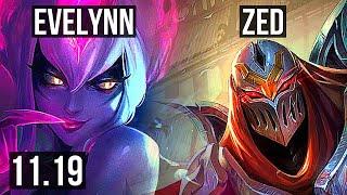 EVELYNN vs ZED (JUNGLE) | 7/0/1, 67% winrate, Godlike | EUW Master | v11.19