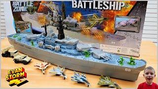 Toy Battleship Unboxing and Imaginary Play with Evan and Dad