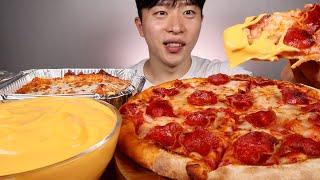 파파존스 페페로니 피자!! 체다치즈 소스에 듬뿍 찍어먹기~! 미트 파스타까지 먹방 ASMR MUKBANG Pepperoni Pizza Meat Pasta Eating show