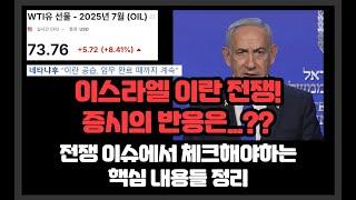 이스라엘 이란 전쟁! 증시의 반응은...?? 전쟁 이슈에서 체크해야하는 핵심 내용들 정리