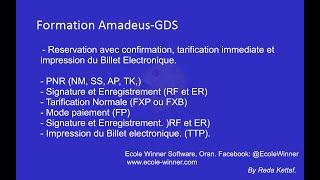 Amadeus Formation, Cours PNR, Amadeus Reservation, Tarification. By Reda KETTAF