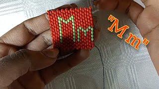 Letter "M" beaded brick stitch tutorial