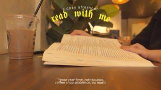 read with me at a café  1 hour real-time, rain sounds, coffee shop ambience, no music