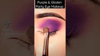 Purple & Golden Party Eye Makeup Tutorial #shorts #makeup