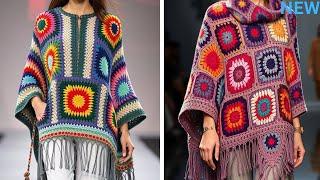 CROCHET GRANNY SQUARE PONCHO/CAPE/SHAWL DESIGNS knitted with wool#crochet#knitted#poncho#designs