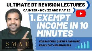 EXEMPT INCOME & AGRICULTURE INCOME in 10 minutes I CA INTER I TAX