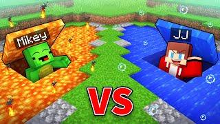 JJ and Mikey: LAVA vs WATER Undeground Base Battle in Minecraft - Maizen