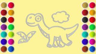 Draw colored sand painting dinosaur | step by step