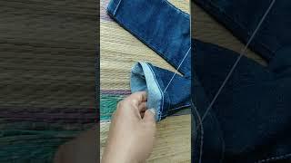 An easy way to manually sew jeans that stand for #shorts