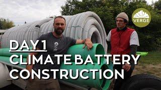 How To Build a Climate Battery - Day 1 - Construction In Passive Solar Greenhouse