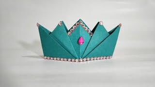 Paper crown without glue| Origami Crown | Handmade Crown | School hacks