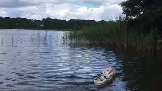 RC boat maiden sail on lake