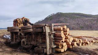 Volvo лесовоз. Положил прицеп