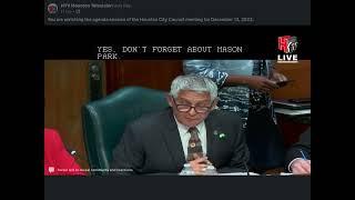 Houston City Council Member Robert Gallegos addresses needed improvements at Mason Park
