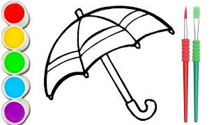 Cute Umbrella Drawing ,Colouring,Painting for Toddlers_ Child Art