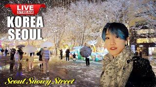 Live Seoul Korea  Walk Tour Seoul  Snow Jongno Street | Exciting Korea Night Street Walking