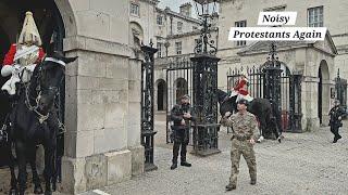 Horses Were Taken in as Protest Approached the Horse Guards in London.