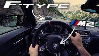 *POV* Jaguar F-Type gets CHASED by modded BMW M2 F87 in Austria (Hahntennjoch) | Insane SOUNDS | 4K