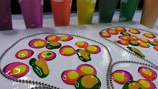 Chain Pulling Fluid Art with Acrylics - 3D Flower Flow Art / Pour Painting / Acrylic Pouring !