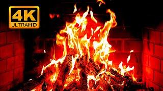  Cozy Fireplace 4K (12 HOURS). Fireplace with Crackling Fire Sounds. Fireplace Ambience