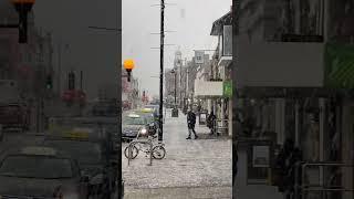 Snow in Bridport High Street. Dorset.