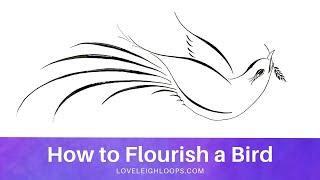 How to Flourish a Bird in Offhand Flourishing | Calligraphy Bird Flourish #calligraphy  #flourishing