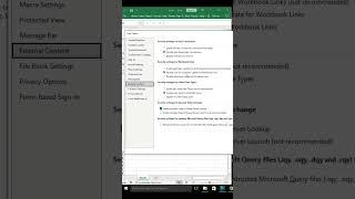 How to security setting for data connections in MS Excel