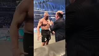 Roman Reigns spear Brock Lesnar into the barricade  #shorts #brocklesnar #romanreigns #wwe