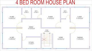 HOUSE PLAN DESIGN | EP 165 | 1300 SQ.FT 4 BEDROOMS HOUSE PLAN | LAYOUT PLAN