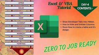 EXCEL & VBA Tutorial | Developer Tabs & Hide and Unhide Col and Rows | Create Table's Design.