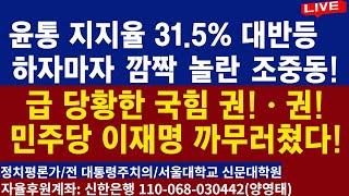 대통령 지지율 31.5% 대반등에 , 깜짝 놀란  조ㆍ중ㆍ동ㅡ급당황한 국힘 권ㆍ권!ㅡ민주당 이재명 까무러 쳤다!/2024.12.25