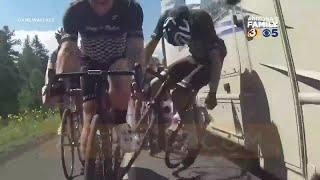 Raw video: Passing RV knocks cyclist off bike in Flagstaff