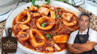 Calamares encebollados, con una salsa increíble