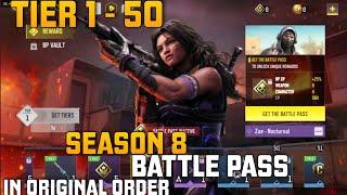 NEW Season 8 Battle Pass Tier 1-50 in Order Review | COD Mobile! All BP Rewards Review Codm Leaks S8