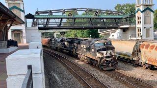 Look At This View!  CSX & Norfolk Southern Trains Passing At Lafayette Amtrak Station In Indiana!