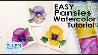 Easy Pansy Watercolor Tutorial for Beginners/ Step by Step/ Mini Monday Madness #29