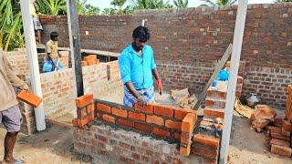 Install & Techniques of Door Frame_Living Room Entrance Door Frame Fitting with Brickwork|Cement Mix