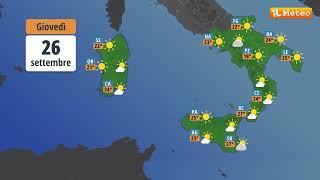 Meteo, previsioni meteo Giovedì 26 settembre 2024