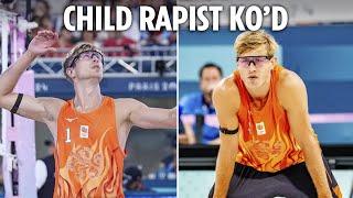 Child rapist Olympics KO | Deafening boos as Dutch volleyball player Steven van de Velde crashes out