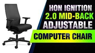 The HON Company HON Ignition 2.0 Mid-Back Adjustable Lumbar Work Mesh Computer Chair for Office Desk