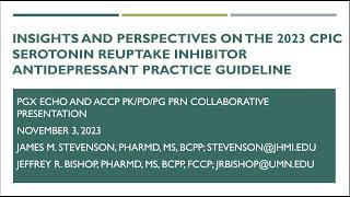 Insights on the 2023 CPIC Serotonin Reuptake Inhibitor Antidepressant Practice Guideline