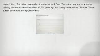 hapter 2 Quiz: The oldest cave and rock shelter hapter 2 Quiz: The oldest cave and rock shelter pain