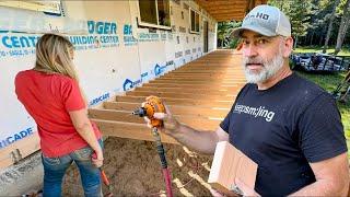 Back Porch Joists BUILD! | Couple Building House Off Grid