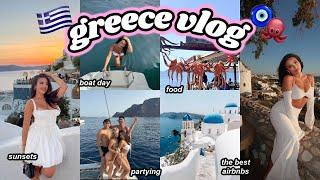 GREECE TRAVEL VLOG  Santorini, Mykonos, Girls Trip, Food, Where to Stay, Boat Day, Horses & More!