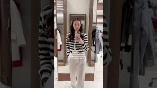 OOTD: Classy Outfit with White Trousers & Striped Cardigan #ootd #workwearinspo #quietluxury #selfie