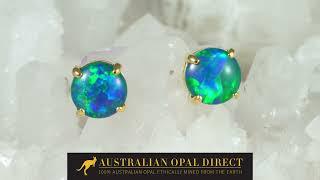 Gold Earrings, Green Earrings, Opal Stud Earrings - Australian Opal Direct | Worldwide Shipping