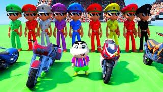 Colourful Little Singham And Shinchan Playing Super Hard Ramp Race Challenge || Gta 5 Gameplay